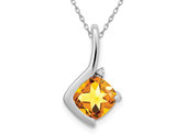 2.00 Carat (ctw) Solitaire Drop Citrine Pendant Necklace in 14K White Gold with Chain